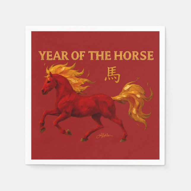 Zodiac Chinese New Year 2026 Yang Fire Horse Serviette (Vorderseite)