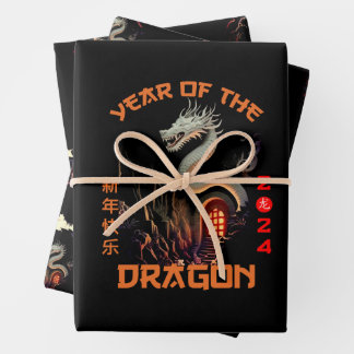 Zodiac Chinese Zodiac Dragon 2024 Geschenkpapier Set