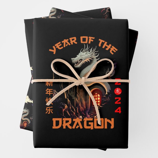 Zodiac Chinese Zodiac Dragon 2024 Geschenkpapier Set (Beispiel)