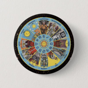Zodiac Circle w Astrologische Symbole & Tarot Card Button