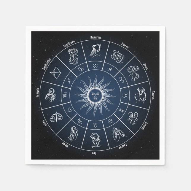 Zodiac circle with horoscope signs serviette (Vorderseite)