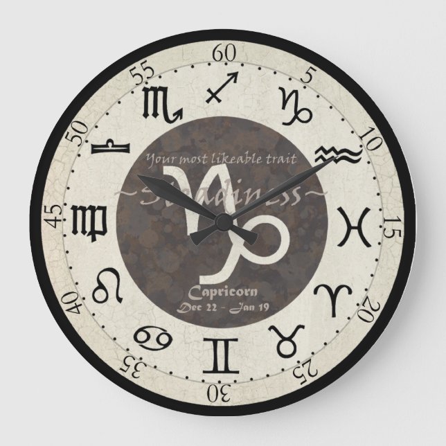Zodiac Clock - Capricorn Große Wanduhr (Vorderseite)