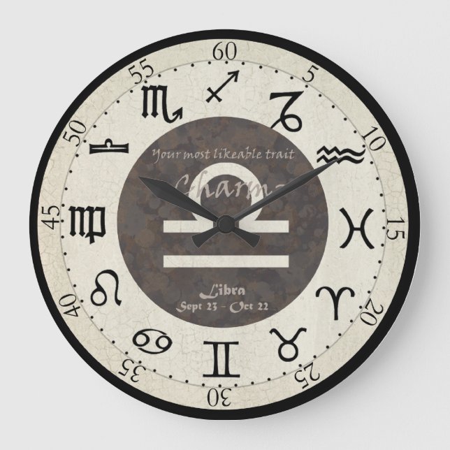 Zodiac Clock - Libra Große Wanduhr (Vorderseite)