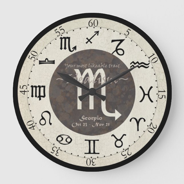 Zodiac Clock - Scorpio Große Wanduhr (Vorderseite)
