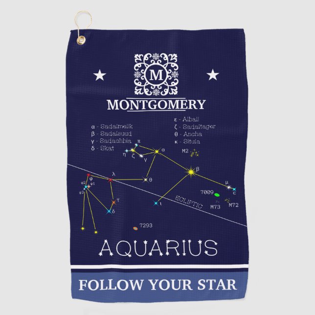Zodiac Constellation Aquarius Golfhandtuch (Vorderseite)