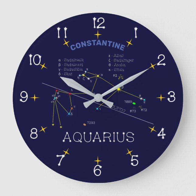 Zodiac Constellation Aquarius Große Wanduhr (Vorderseite)
