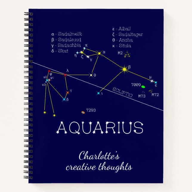 Zodiac Constellation Aquarius Notizbuch (Vorderseite)