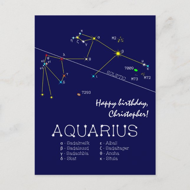 Zodiac Constellation Aquarius Postkarte (Vorderseite)