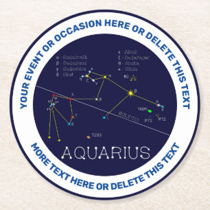 Zodiac Constellation Aquarius Runder Pappuntersetzer