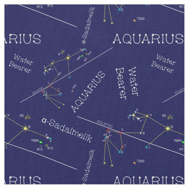 Zodiac Constellation Aquarius Stoff (Nahaufnahme)