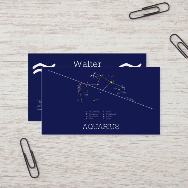 Zodiac Constellation Aquarius Visitenkarte (Vorderseite/Rückseite Beispiel)