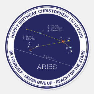 Zodiac Constellation Aries Classic Round Sticker