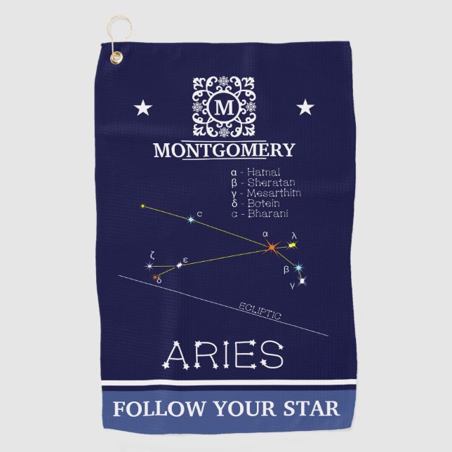 Zodiac Constellation Aries Golfhandtuch (Vorderseite)