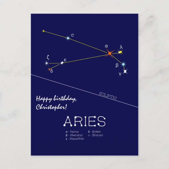 Zodiac Constellation Aries Postcard Postkarte (Vorderseite)