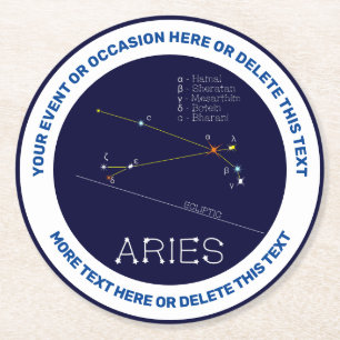 Zodiac Constellation Aries Runder Pappuntersetzer