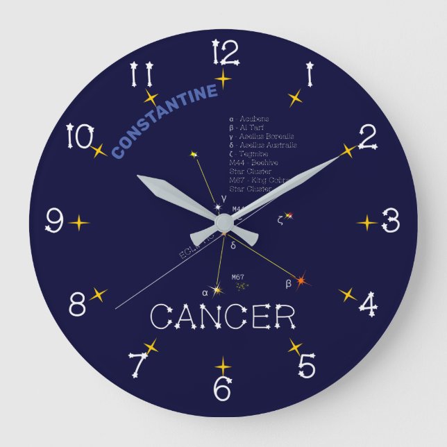 Zodiac Constellation Cancer Große Wanduhr (Vorderseite)