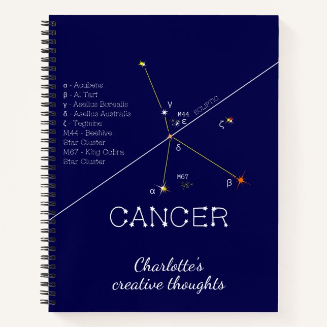 Zodiac Constellation Cancer Notizbuch (Vorderseite)