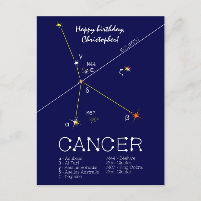 Zodiac Constellation Cancer Postkarte (Vorderseite)