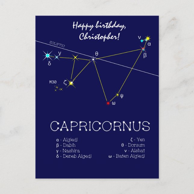 Zodiac Constellation Capricornus Postkarte (Vorderseite)