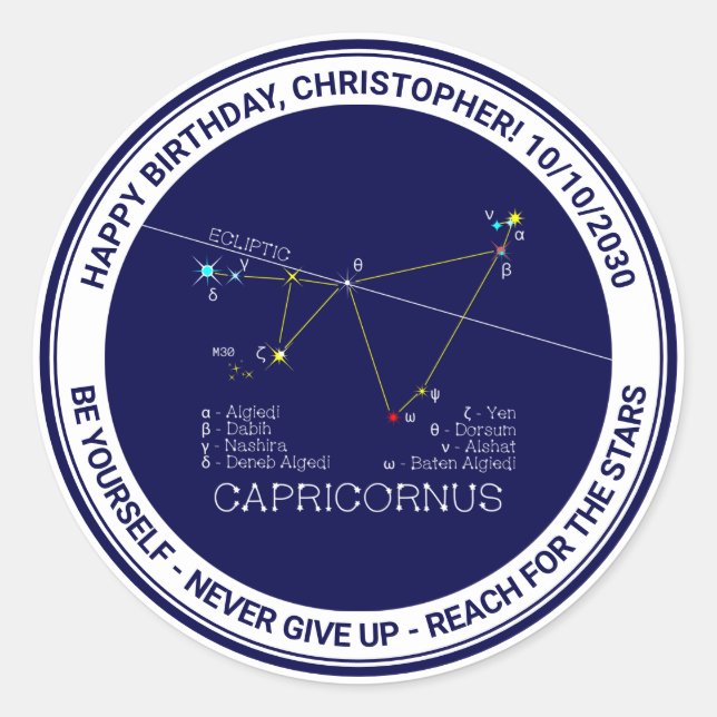 Zodiac Constellation Capricornus Runder Aufkleber (Vorderseite)