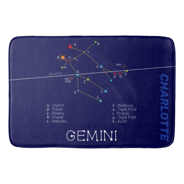 Zodiac Constellation Gemini Badematte (Vorderseite)