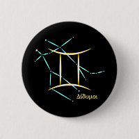 Zodiac Constellation Gemini Button