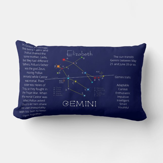 Zodiac Constellation Gemini Funny Unique Lendenkissen (Vorderseite)