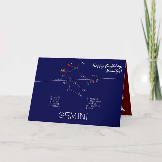 Zodiac Constellation Gemini Karte (Vorderseite)