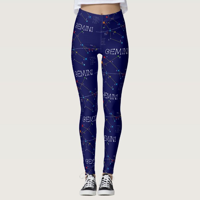 Zodiac Constellation Gemini Leggings (Vorderseite)