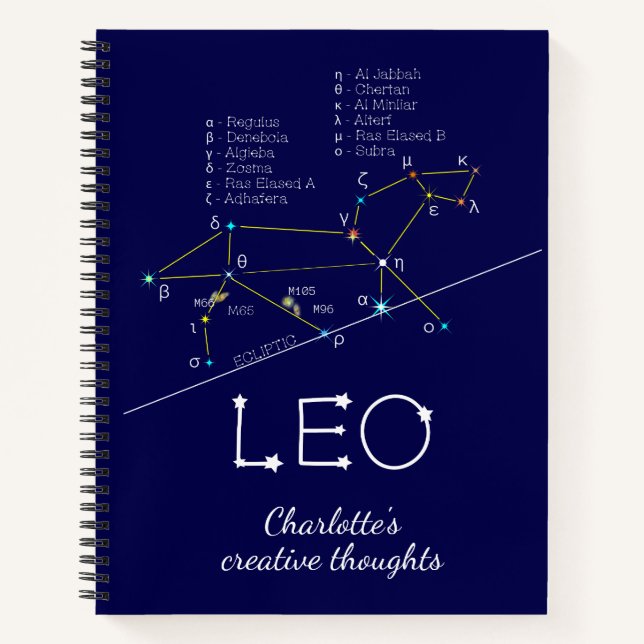 Zodiac Constellation Leo Notizbuch (Vorderseite)