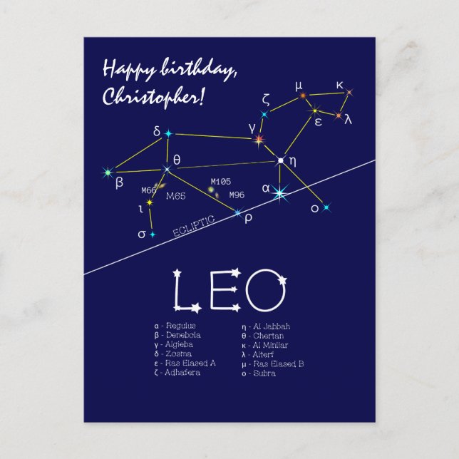 Zodiac Constellation Leo Postkarte (Vorderseite)