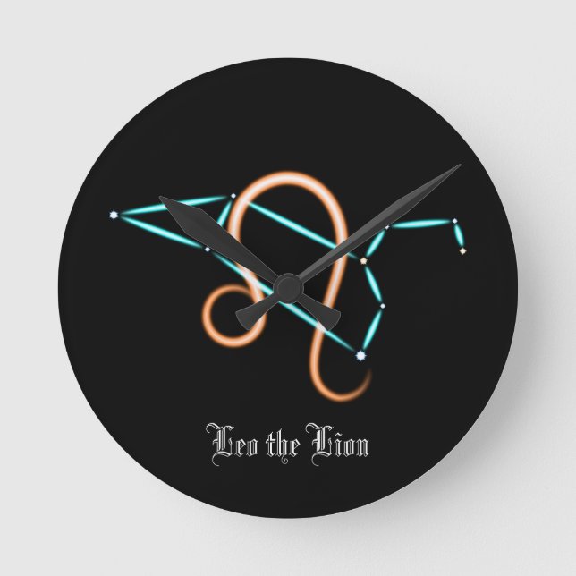 Zodiac Constellation Leo Round Clock Runde Wanduhr (Vorderseite)