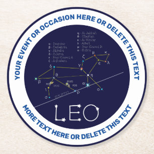 Zodiac Constellation Leo Runder Pappuntersetzer