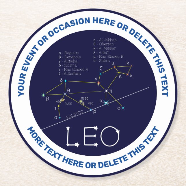 Zodiac Constellation Leo Runder Pappuntersetzer (Vorderseite)
