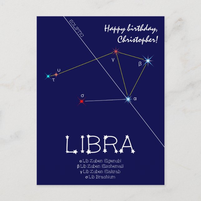 Zodiac Constellation Libra Postkarte (Vorderseite)