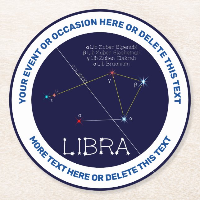 Zodiac Constellation Libra Runder Pappuntersetzer (Vorderseite)