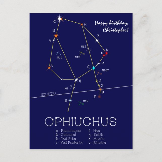 Zodiac Constellation Ophiuchus Postkarte (Vorderseite)