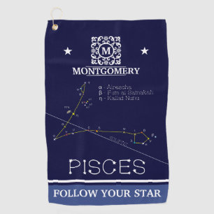 Zodiac Constellation Pisces Golfhandtuch