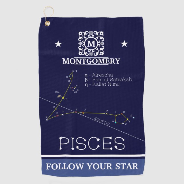 Zodiac Constellation Pisces Golfhandtuch (Vorderseite)