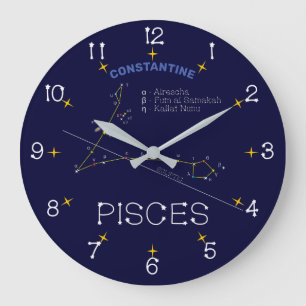 Zodiac Constellation Pisces Große Wanduhr
