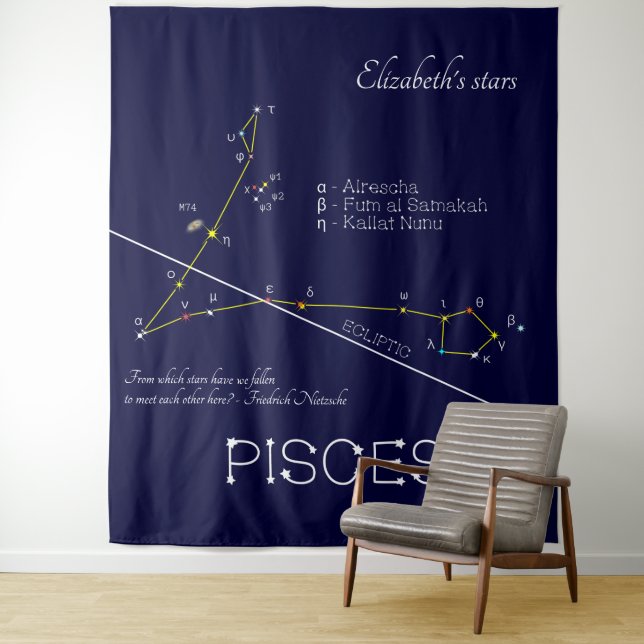 Zodiac Constellation Pisces Wandteppich (Beispiel)