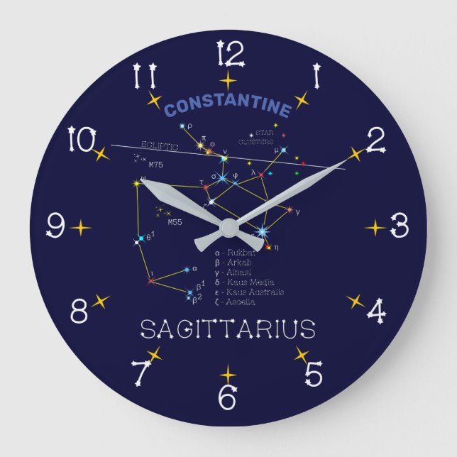 Zodiac Constellation Sagittarius Große Wanduhr (Vorderseite)