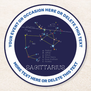 Zodiac Constellation Sagittarius Runder Pappuntersetzer