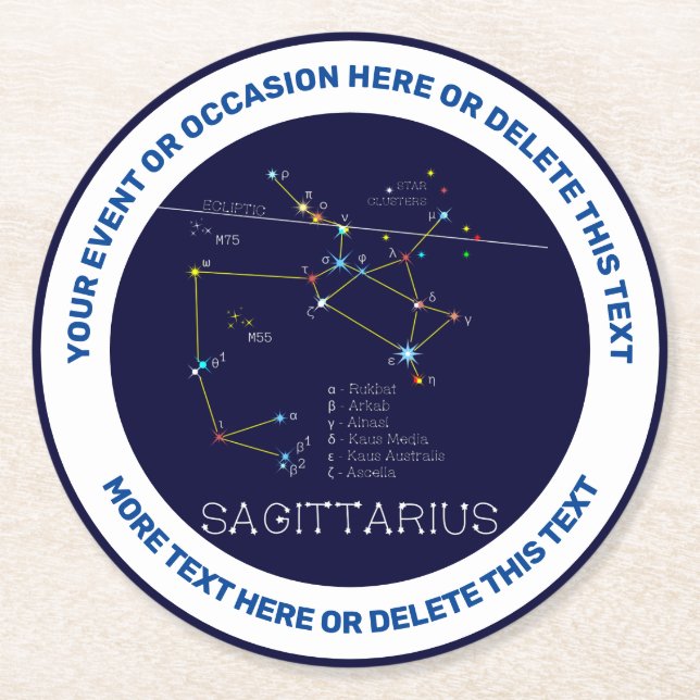 Zodiac Constellation Sagittarius Runder Pappuntersetzer (Vorderseite)