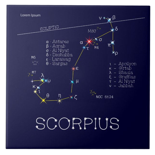Zodiac Constellation Scorpius Fliese (Vorderseite)
