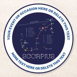 Zodiac Constellation Scorpius Runder Pappuntersetzer