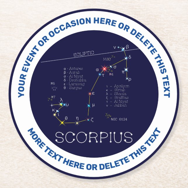 Zodiac Constellation Scorpius Runder Pappuntersetzer (Vorderseite)