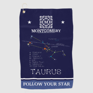 Zodiac Constellation Taurus Golfhandtuch