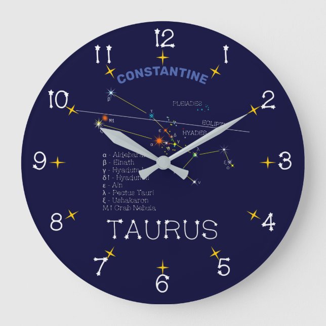 Zodiac Constellation Taurus Große Wanduhr (Vorderseite)