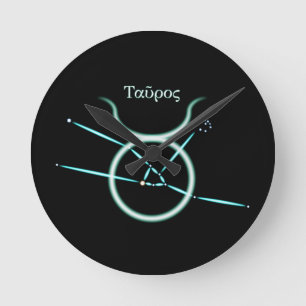 Zodiac Constellation Taurus Round Clock Runde Wanduhr